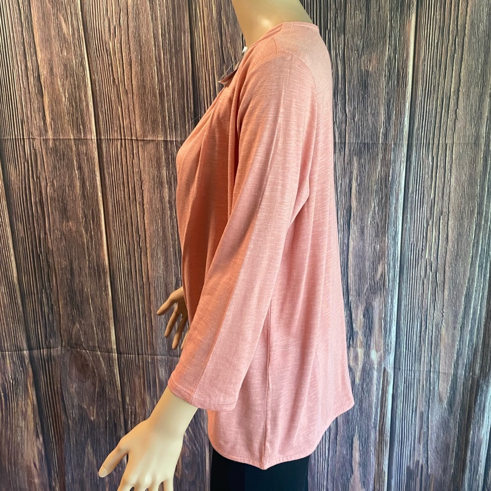 J. Jill Dusty Rose Button-Front Draped Blouse - Picture 4 of 16